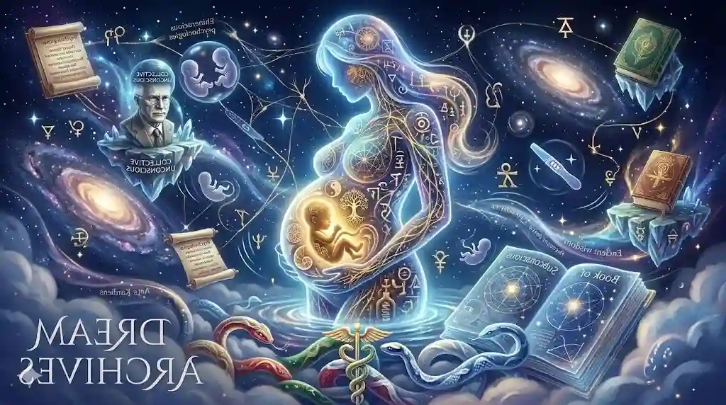 A deep symbolic representation of pregnancy in dreams, focusing on subconscious growth and spiritual meaning.