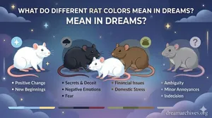 Comprehensive guide to the spiritual meaning of dreaming about rats in various colors like white, black, and brown.